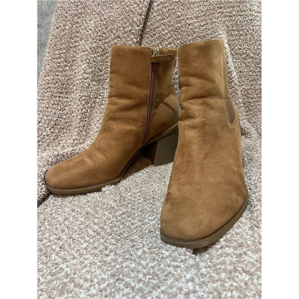Dr. Scholl's Tan Suede Block Heel Chelsea Booties-SIZE 9 - Picture 4 of 9